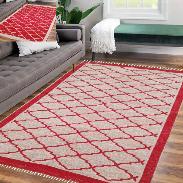 Moroccan Style Rug - Red & Peach (4 ft' x 6 ft')