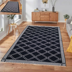 Rhombus Style Rug - Black & Charcoal (4 ft' x 6 ft')