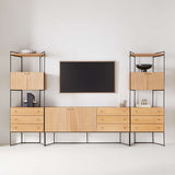 Eviez Living Lounge LED Media Console Storage Bookcases Rack Mdf