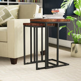 Solid Wood C shaped Nesting table set (2 Piece) - zeests.com - Best place for furniture, home decor and all you need