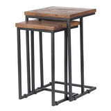 Solid Wood C shaped Nesting table set (2 Piece) - zeests.com - Best place for furniture, home decor and all you need