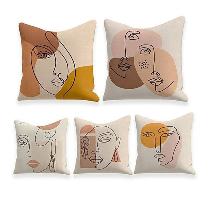 Contemporary Faces Cushion Covers Pack of 5