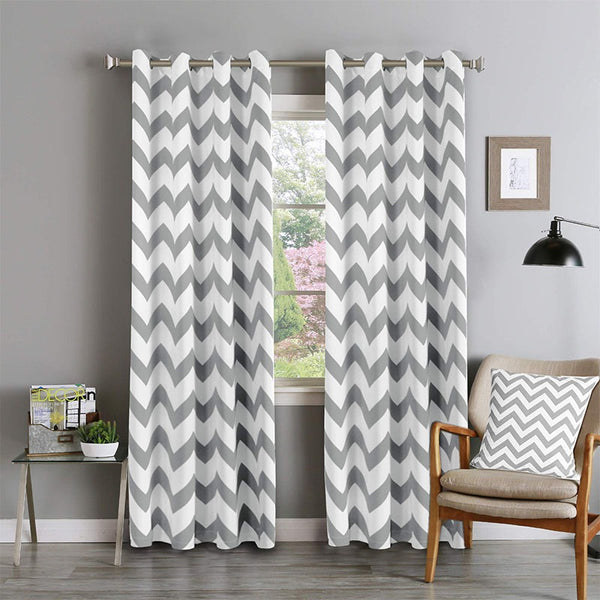 Black and White Ripple Pattern Curtain