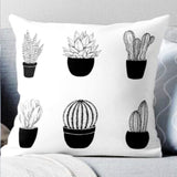 Black and White Cactus Cushion Covers Pack of 4