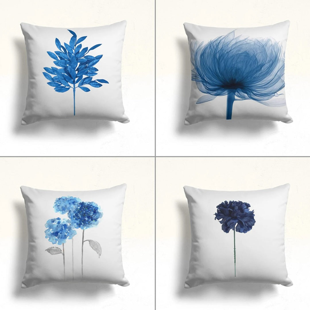 Blue Floral Pillow Cushion Covers pack of 4 – Cottonleftover