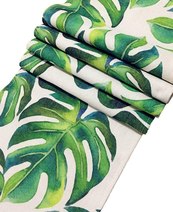 Monstera Leaf Green Plant Table Runner