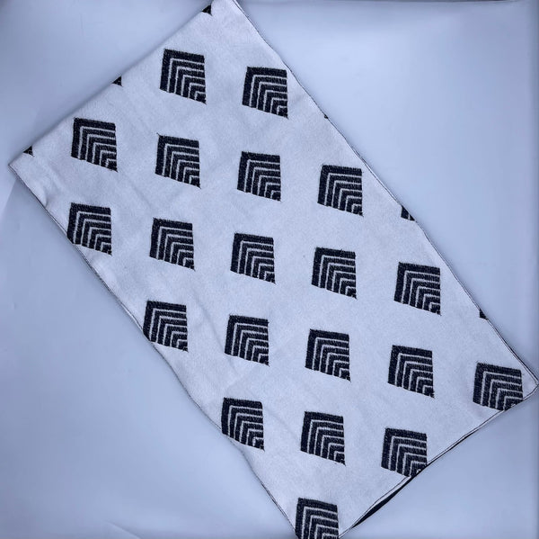 Black and White Embroidery Table Runner