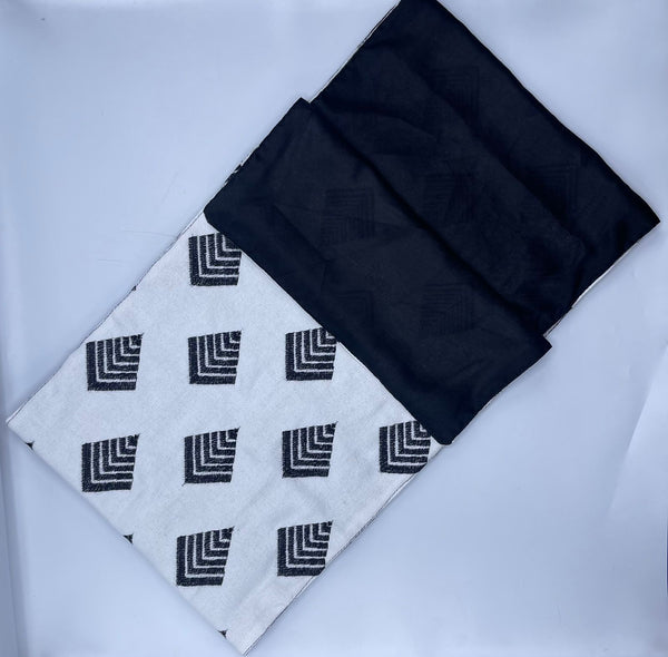 Black and White Embroidery Table Runner