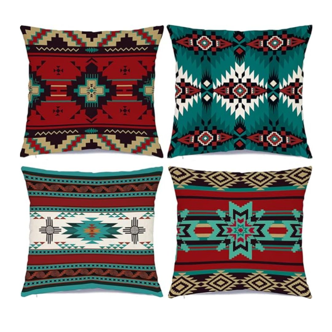 Turquoise Decorative Cushion Pillow Cases Pack of 4