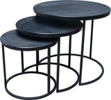 Blackish Side Roundy Lounge Living Room Center Nesting Tables (Set of 3) - waseeh.com