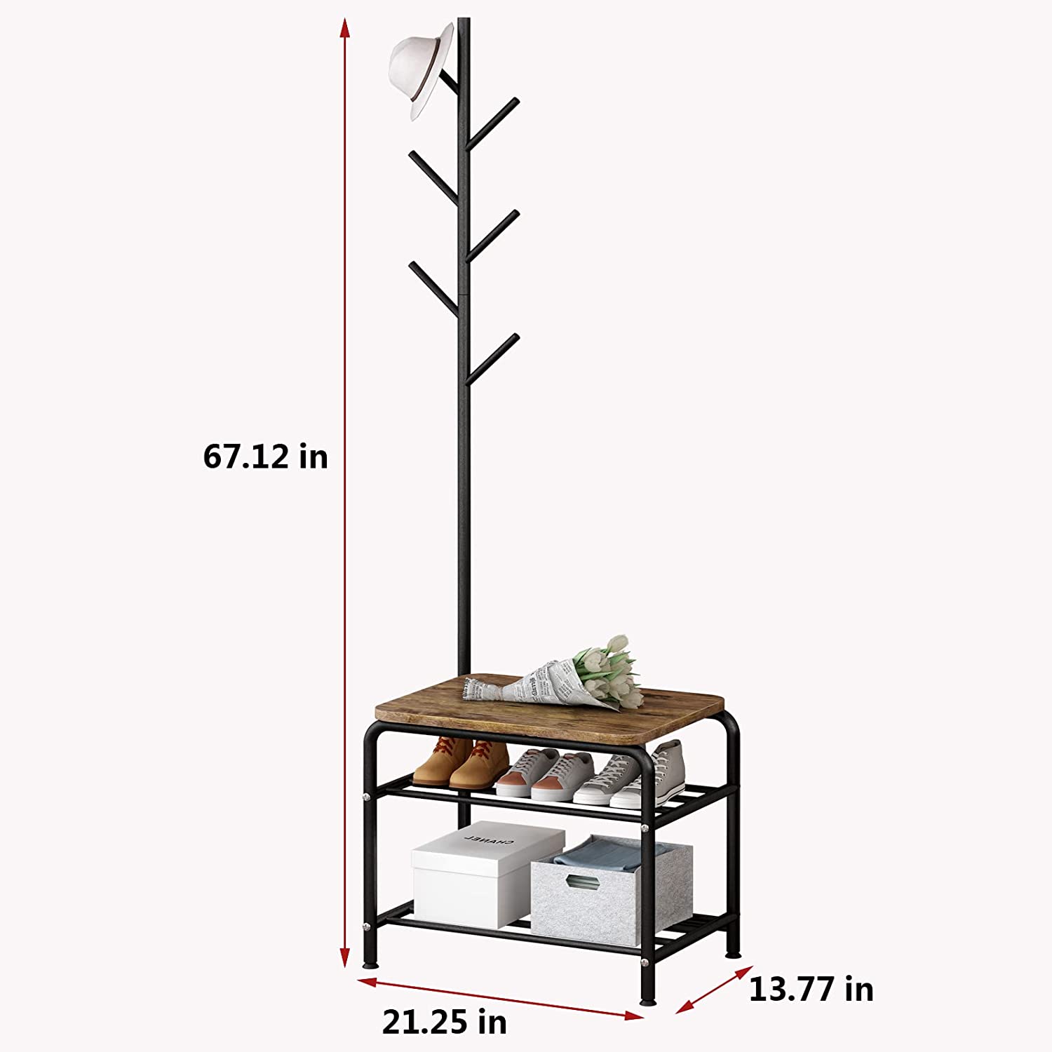 Out Bounds Industrial Coat Shoe Tree Entryway Living Bedroom Organizer Rack - waseeh.com