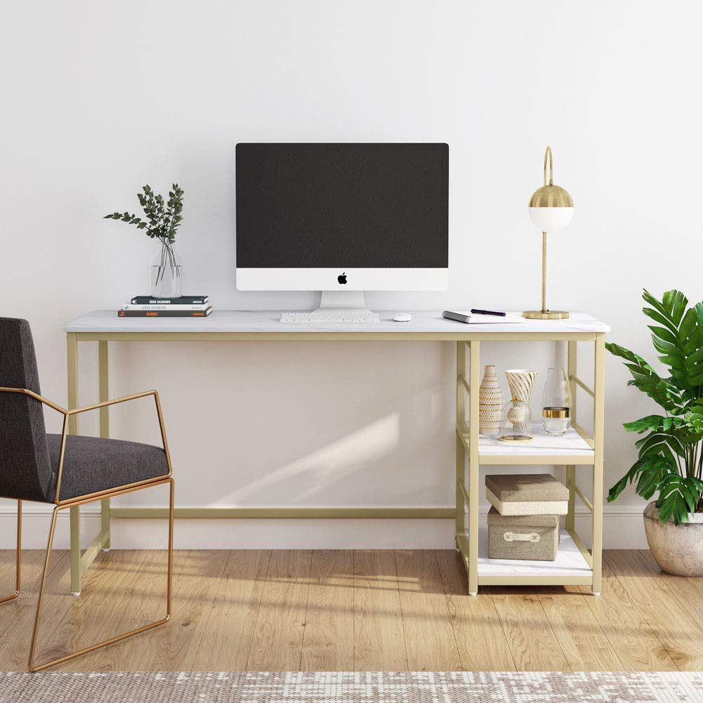 AVE Gold Home Office Workstation Writing Organizer Desk Table - waseeh.com