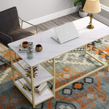 AVE Gold Home Office Workstation Writing Organizer Desk Table - waseeh.com