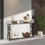 3-Tier Console Table Wood Sofa Table with Open Shelf - waseeh.com