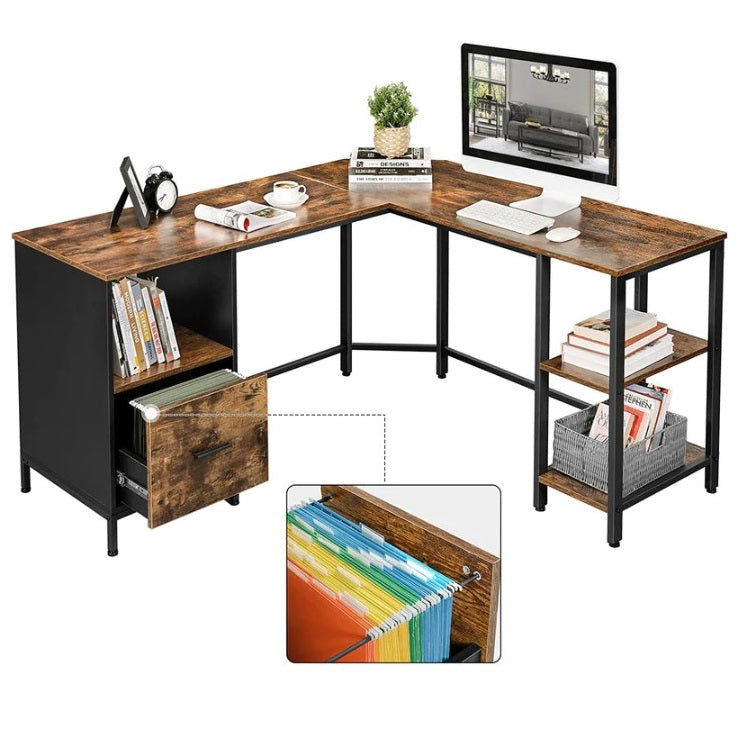 Multi Cabinet L-Shape Home Office Computer Workstation Table Desk - waseeh.com