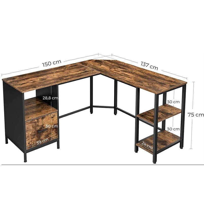 Multi Cabinet L-Shape Home Office Computer Workstation Table Desk - waseeh.com
