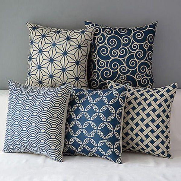 Geometric Linen Cushion Cover Pack 5