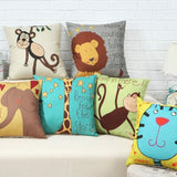 Cute Animal Cat Monkey Cushion Covers Pack 6
