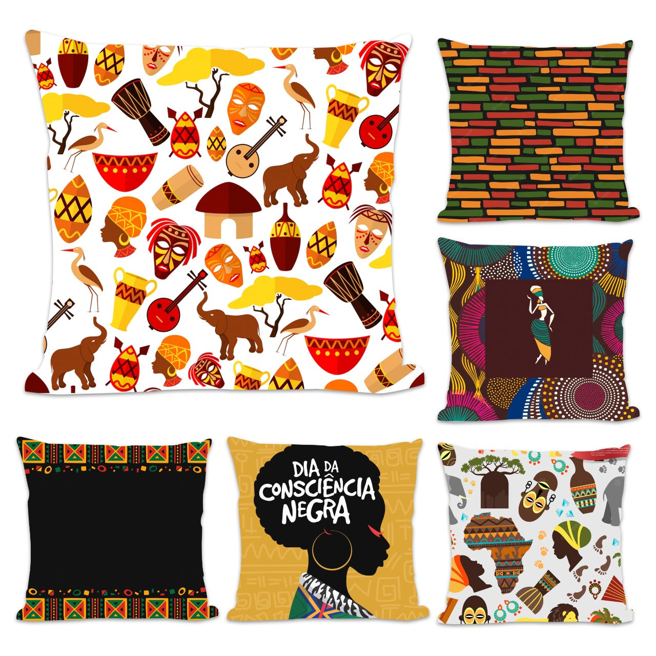 African Scene Scatter Cushion Covers Pack 6