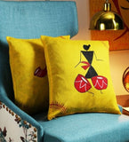Mustard Worli Rangdesi Cushion Covers Pack 2