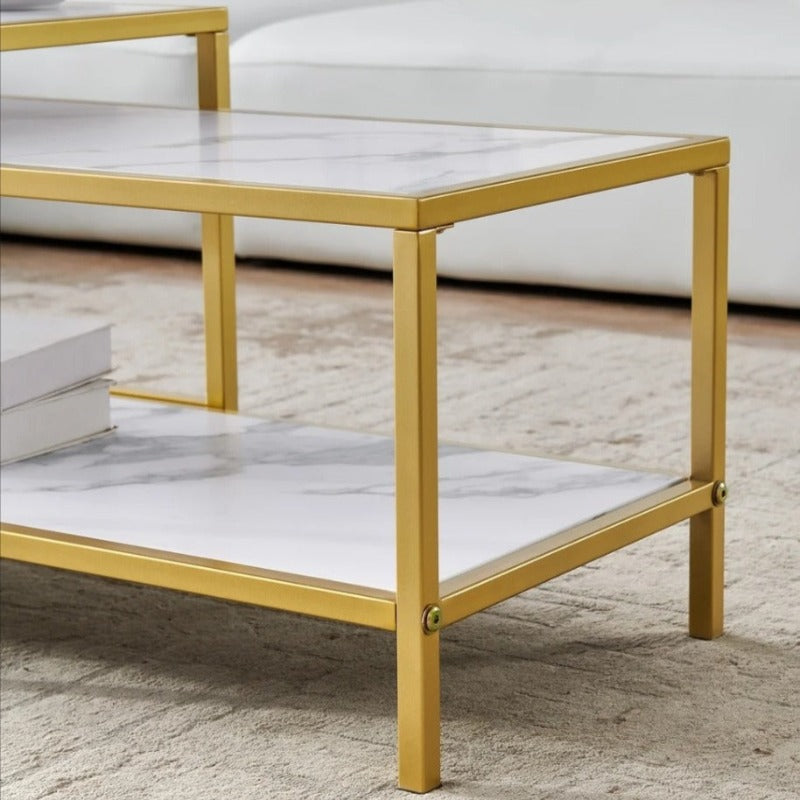 Heaten Gold Living Lounge Drawing Room Nesting Tables (Set of 2) - waseeh.com