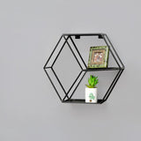 Wall-Mounted "Hexagonal" Floating Metal Storage Shelve Frame Decor - waseeh.com
