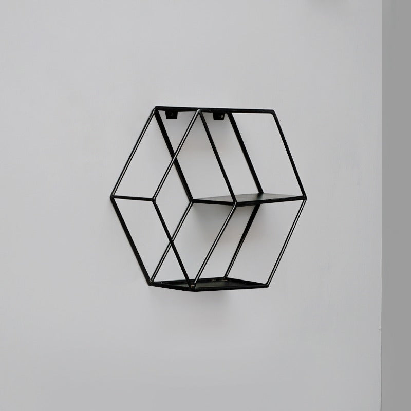 Wall-Mounted "Hexagonal" Floating Metal Storage Shelve Frame Decor - waseeh.com