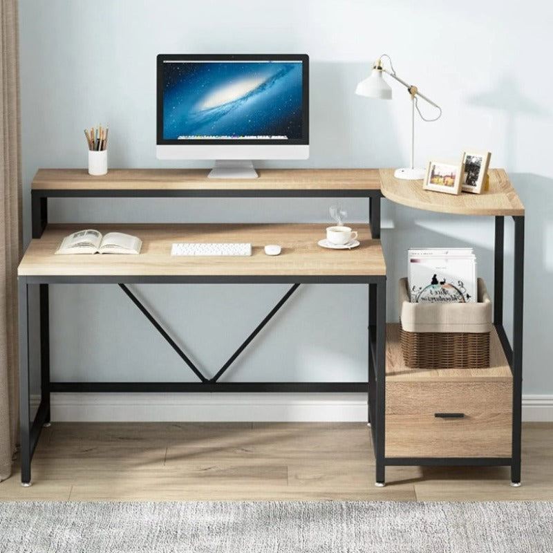 Gibbous Home Office Workstation Writing Organizer Desk Drawer Table - waseeh.com