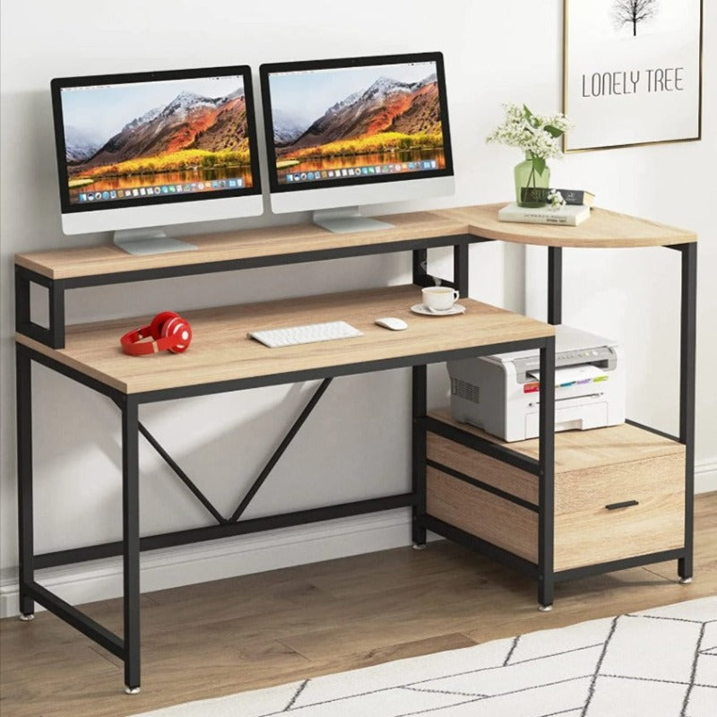 Gibbous Home Office Workstation Writing Organizer Desk Drawer Table - waseeh.com