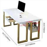 Assault Gold Rectangular Home Office Work Computer Desk Drawer Table - waseeh.com