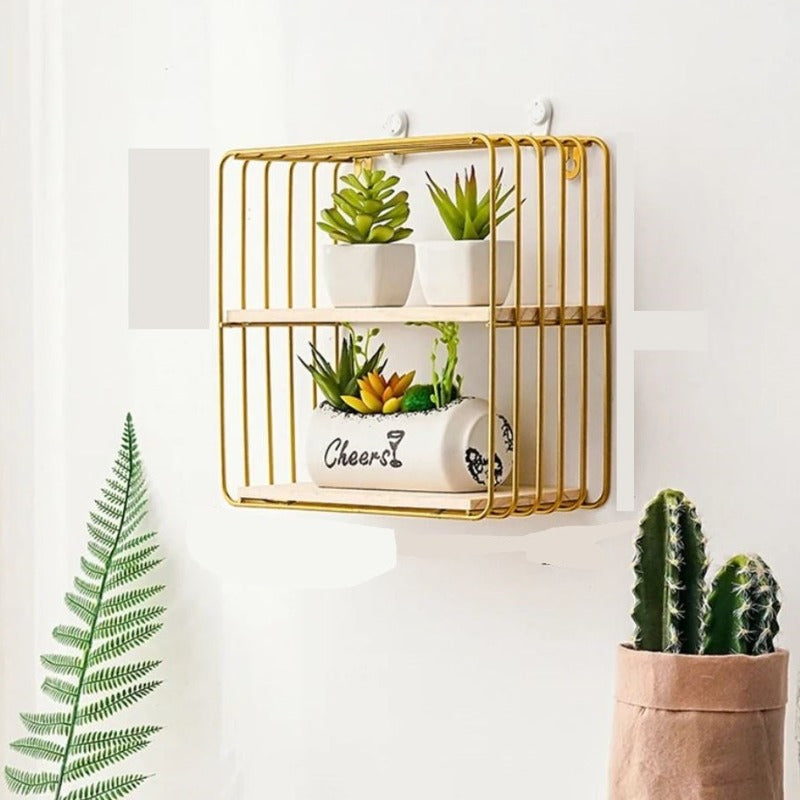 Wall Mounted Lounge Living Drawing Room Floating Metal Frame Shelve Decor - waseeh.com
