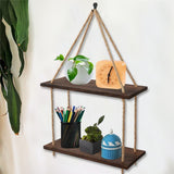 Rope Floating Solid Wood Wall Hanging Shelves