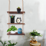 Rope Floating Solid Wood Wall Hanging Shelves