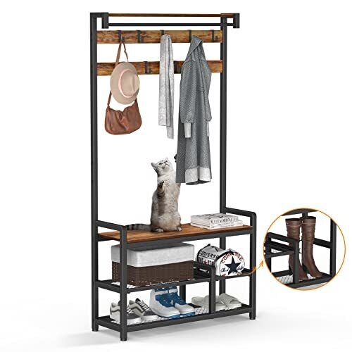 Mr. IronStone Entryway Living Lounge Bedroom Coat Hanging Shoes Organizer Storage Rack - waseeh.com