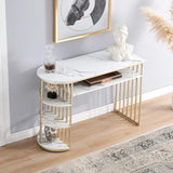 Vinita Console Table for Entryway Gold Entryway Table with Storage - waseeh.com
